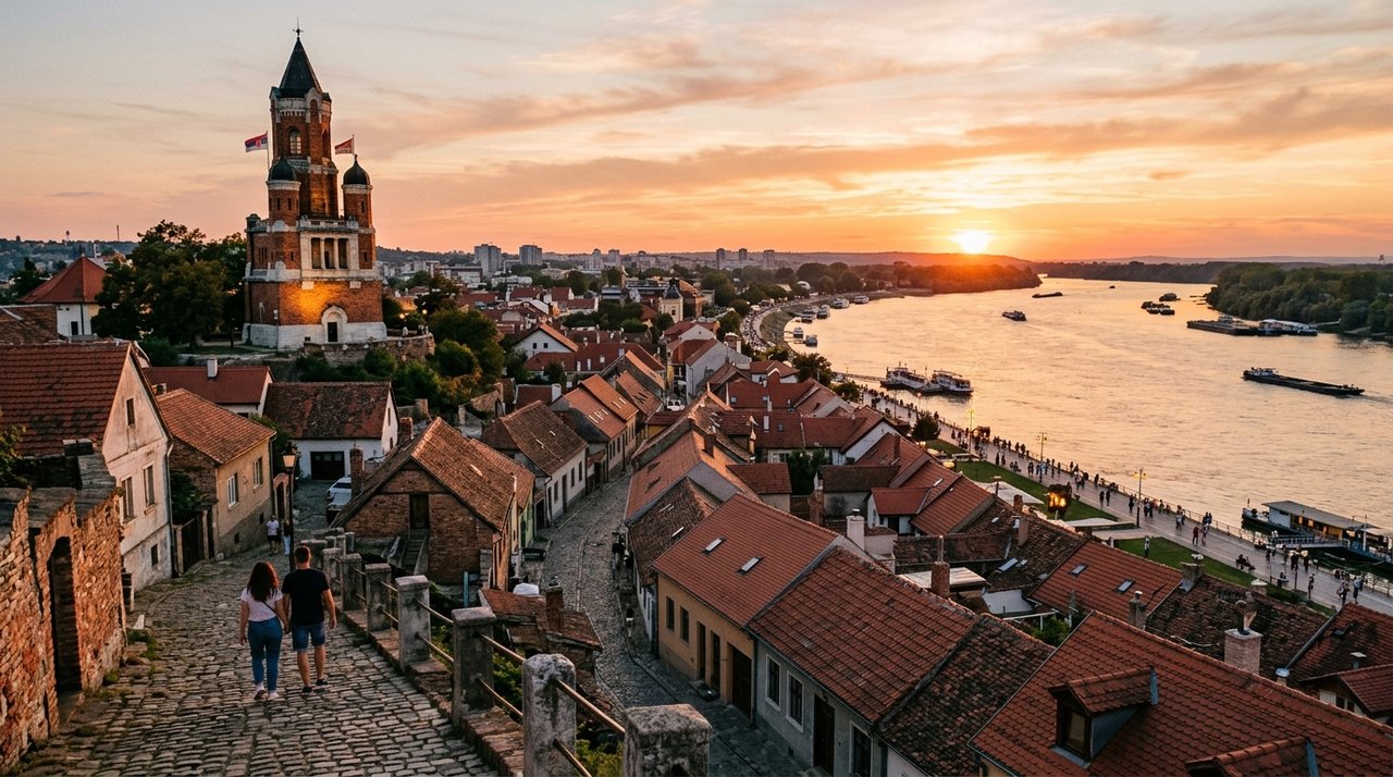Gardoš i Zemunski kej u suton